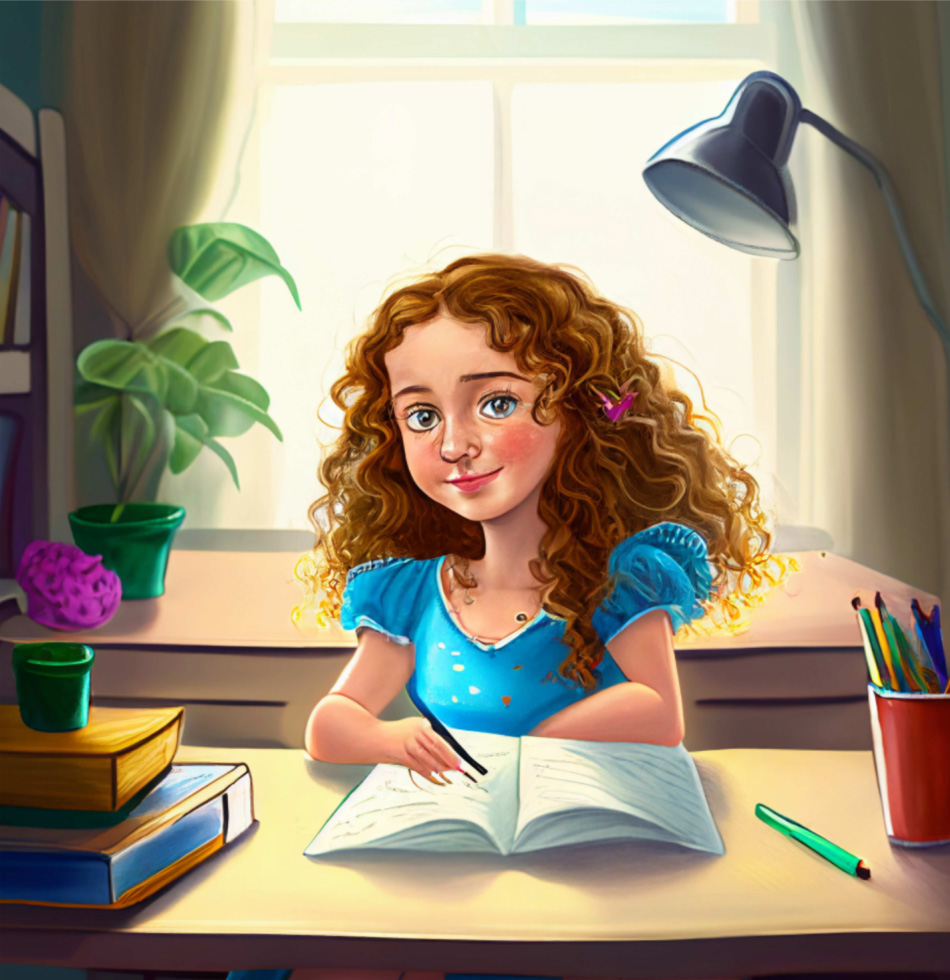 Illustration ur barnbok av flicka med missbildad klo-liknande hand.